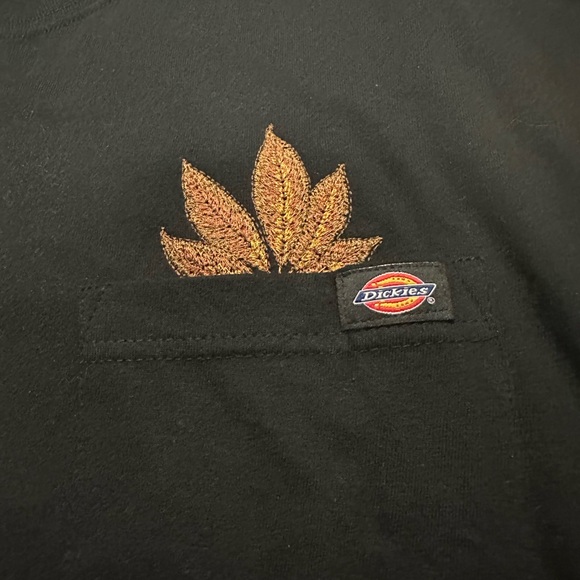 Hand Embroidered Dickies Black Pocket Tee Shirt for Men - Picture 2 of 4